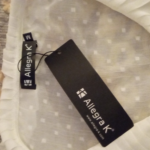 Swiss Dot Ruffled Collar Button Down Blouse - Picture 3 of 3